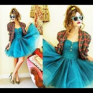 Betsy Johnson Teal and Gold Ballerina Tulle Dress